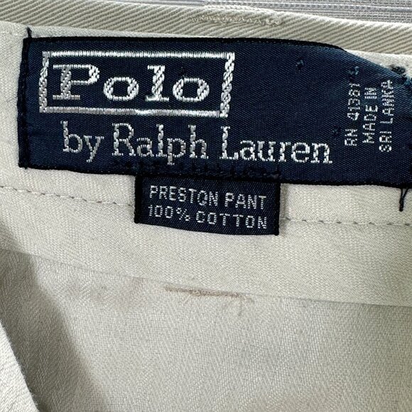 Polo Ralph Lauren Pants Mens 38 Preston Chino Beige Cotton Straight Leg Pockets - Picture 9 of 11